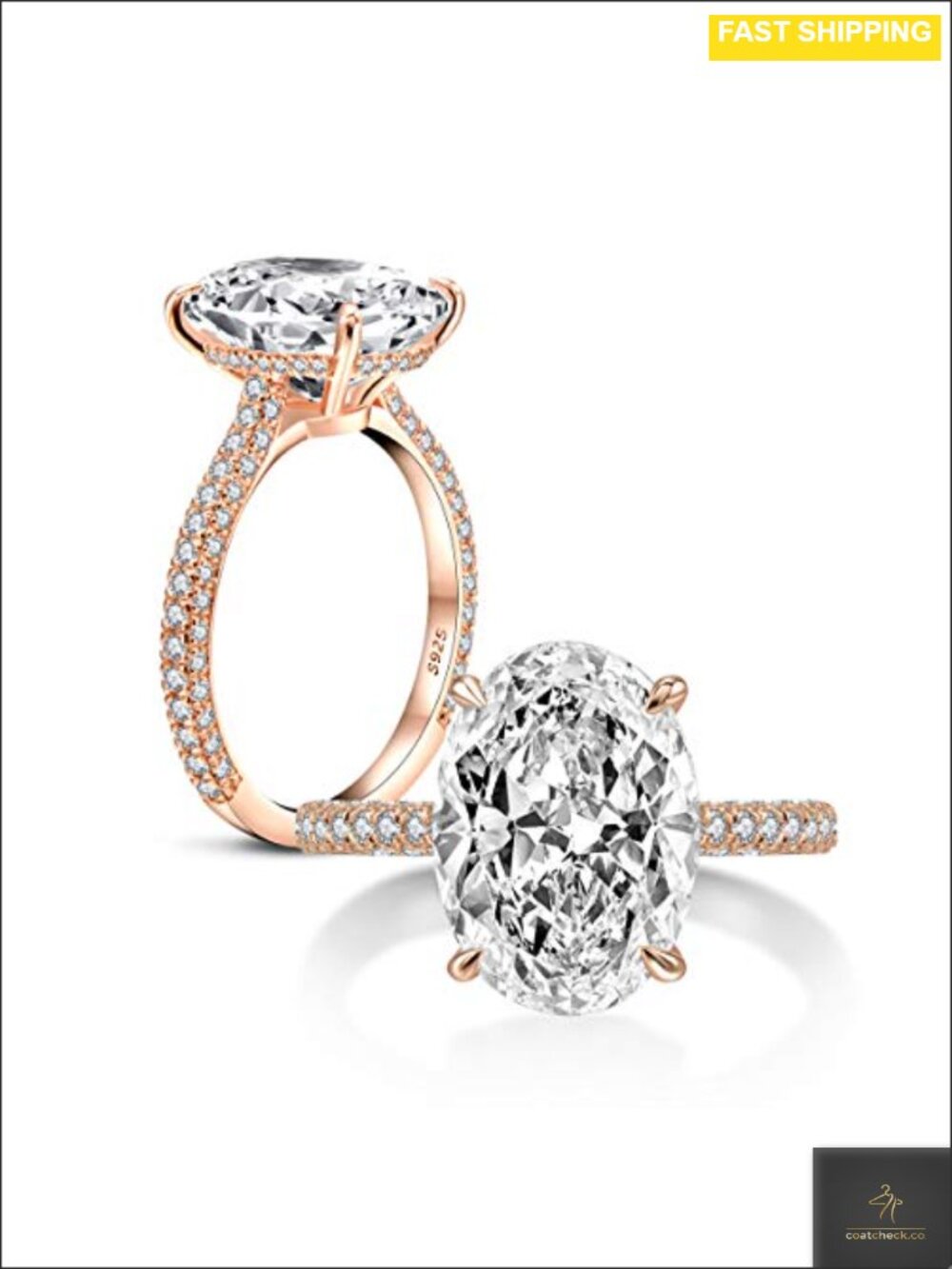 Sterling Silver Oval Cut Cubic Zirconia Engagement Ring